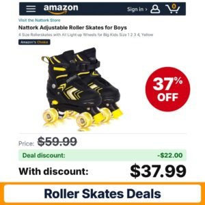 Nattork Adjustable Roller Skates – 37% off