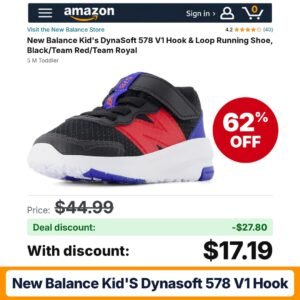 New Balance Kid's DynaSoft 578 V1 Hook Black/Team Red/Team Royal – 62% off