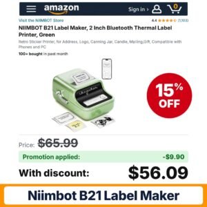 NIIMBOT B21 Label Maker Amazon promo code B21LABEL10 – 15% off