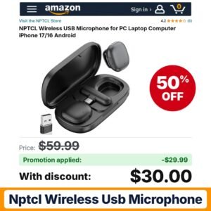 NPTCL Wireless USB Microphone Amazon promo code 5DVVIWE7 – 50% off