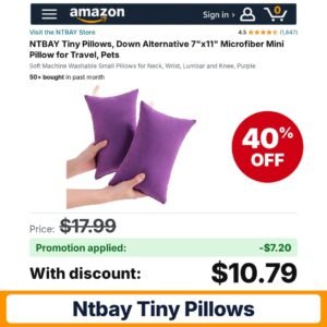 NTBAY Tiny Pillows 7"x11" Amazon promo code LHAS9LYC – 40% off