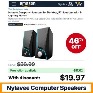 Nylavee Computer Speakers Amazon promo code H49L26MY – 46% off
