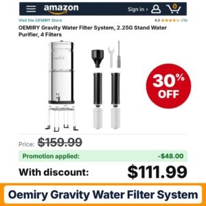 OEMIRY Gravity Water Filter System Amazon promo code YPRSXOFB – 30% off