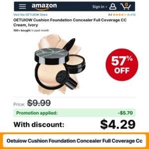 OETUIOW Cushion Foundation Concealer Full Coverage CC Amazon promo code SN5PFL7R – 57% off