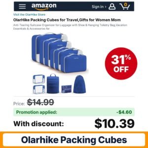 OlarHike Packing Cubes Amazon promo code 8NN4KET2 – 31% off