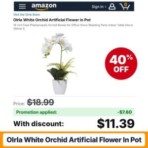 Olrla White Orchid Artificial Flower in Pot Amazon promo code GG0HWP1S – 40% off