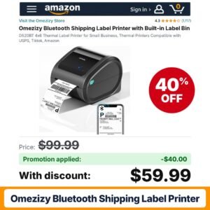 Omezizy Bluetooth Shipping Label Printer Amazon promo code 26XJF7X7 – 40% off