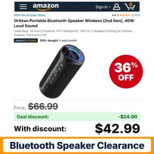 Ortizan Portable Bluetooth Speaker Wireless – 36% off