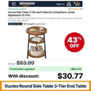 Oucles Round Side Table 3-Tier end Table Amazon promo code 2QOWROWF – 43% off