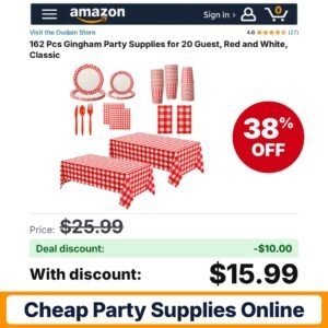 Oudain 162 Pcs Gingham Party Supplies – 38% off
