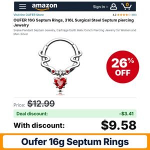 OUFER 16G Septum Rings – 26% off