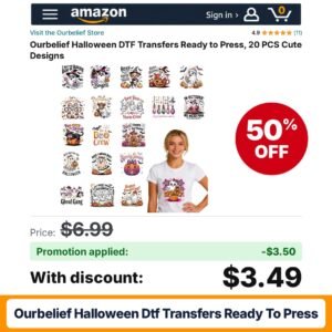 Ourbelief Halloween DTF Transfers Ready to Press Amazon promo code L7SJLEG3 – 50% off