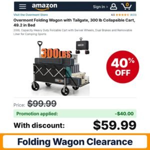 Overmont Folding Wagon Amazon promo code ZZ7MIRQQ – 40% off