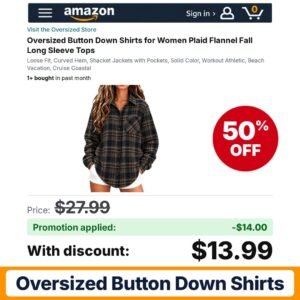 Oversized Button Down Shirts Amazon promo code ESJXXPEX – 50% off