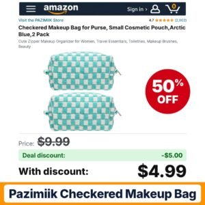 PAZIMIIK Checkered Makeup Bag – 50% off