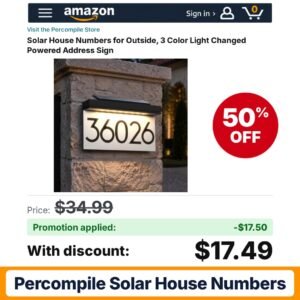 Percompile Solar House Numbers Amazon promo code YVRLPMK3 – 50% off