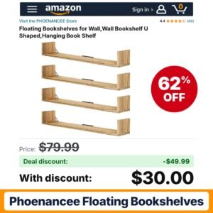 PHOENANCEE Floating Bookshelves – 62% off