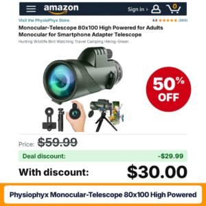 PhysioPhyx Monocular-Telescope 80x100 High Powered – 50% off
