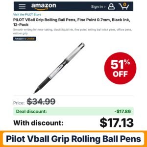 PILOT VBall Grip Rolling Ball Pens – 51% off