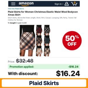 Plaid Skirts Amazon promo code F2NZ7TRX – 50% off