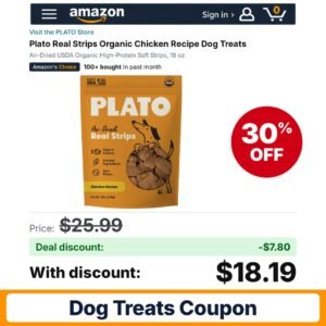 Plato Real Strips Organic Chicken Recipe Dog – 30% off