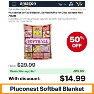 PlucoNest Softball Blanket Amazon promo code CV7FQ7HX – 50% off