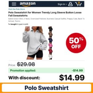 Polo Sweatshirt Amazon promo code NCN2WK1V – 50% off