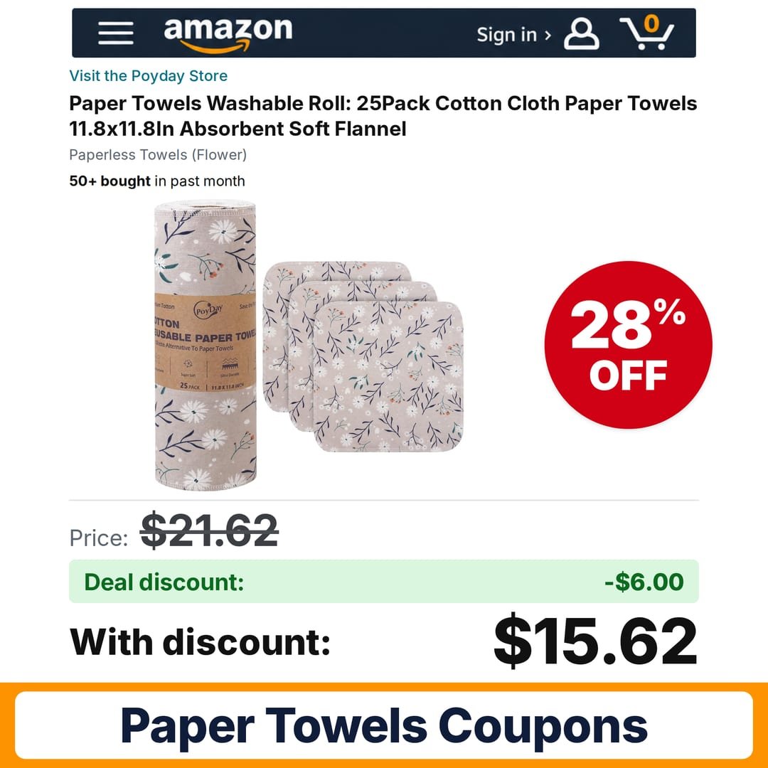 Poyday Paper Towels Washable Roll – 28% off