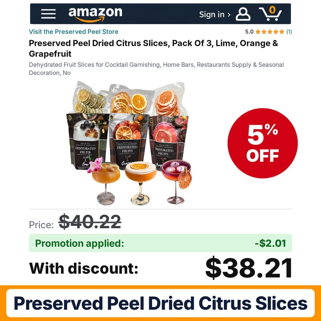 Preserved Peel Dried Citrus Slices Amazon promo code 5PEEL2026 – 5% off