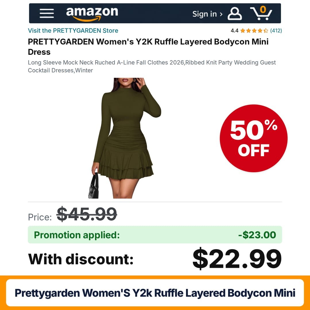 PRETTYGARDEN Women's Y2K Ruffle Layered Bodycon Mini Amazon promo code QPD6KFQL – 50% off