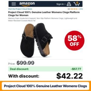 Project Cloud 100% Genuine Leather Womens Clogs – 58% off