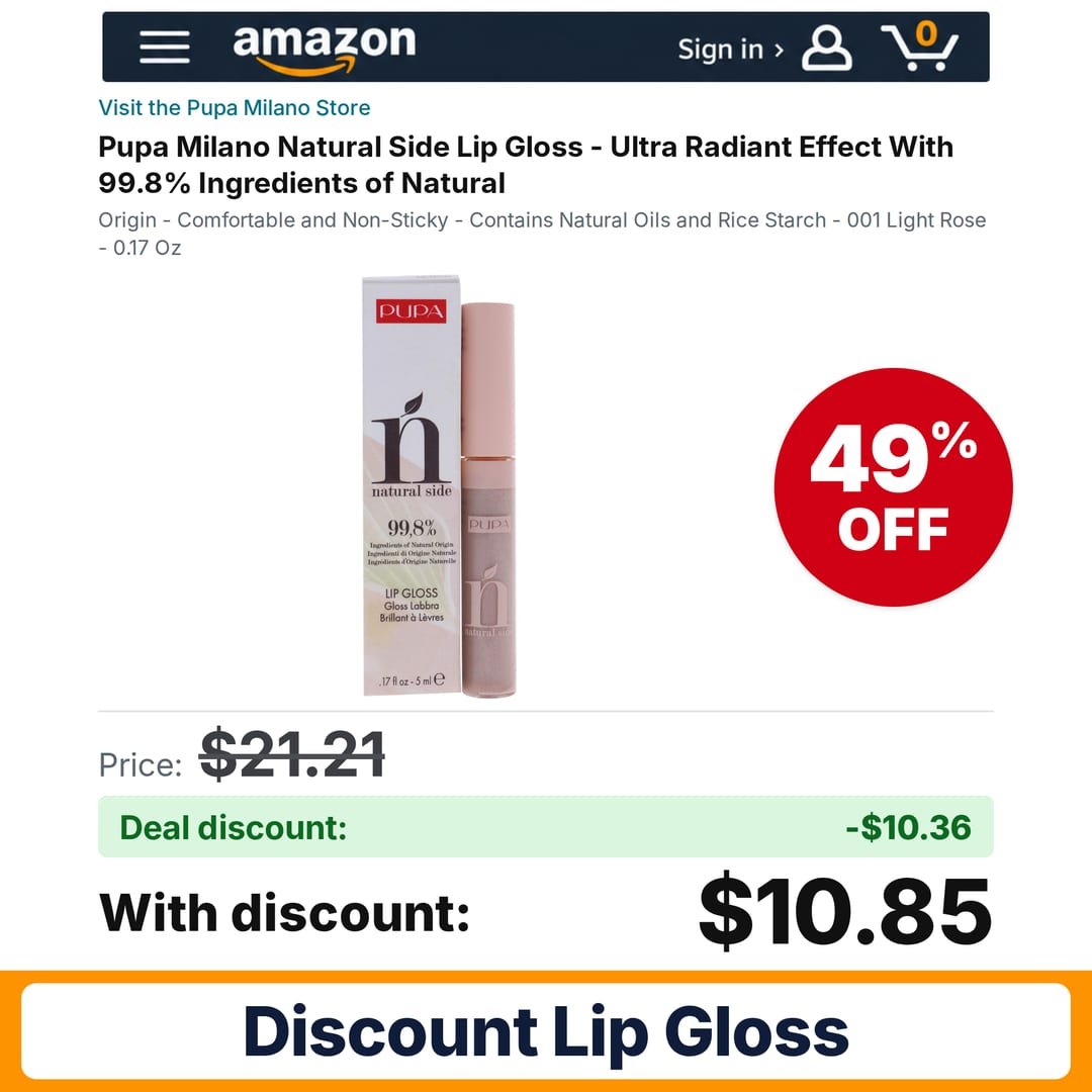 Pupa Milano Natural Side Lip Gloss – 49% off