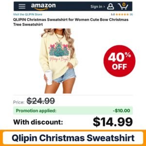 QLIPIN Christmas Sweatshirt Apricot-pastel Tree Amazon promo code Z74HSKN5 – 40% off