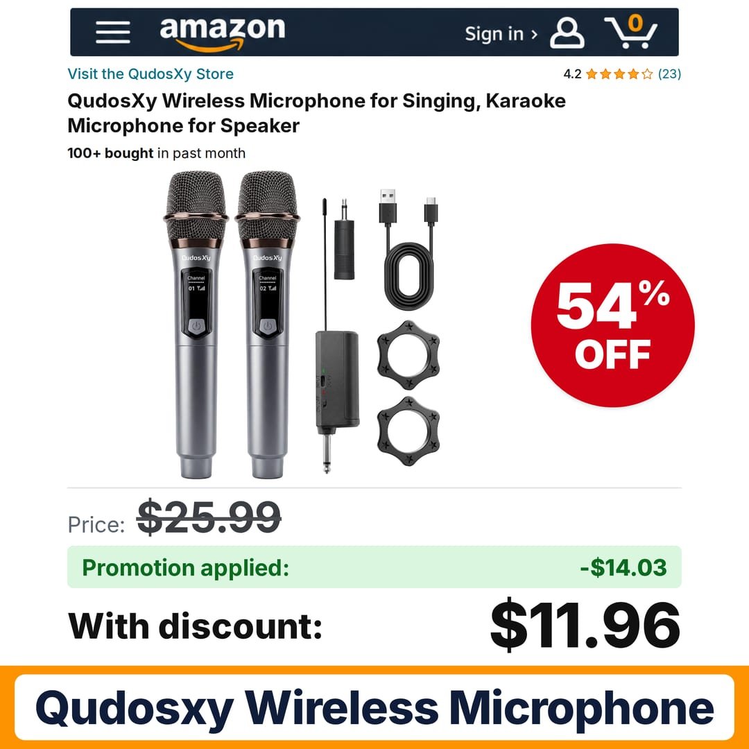 QudosXy Wireless Microphone Amazon promo code 0YT6IG5C – 54% off