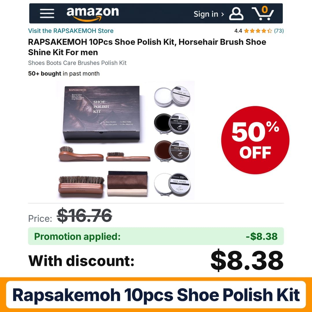 RAPSAKEMOH 10Pcs Shoe Polish Kit Amazon promo code GI41FJRB – 50% off