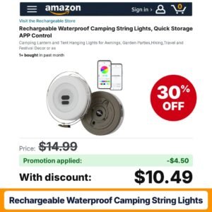Rechargeable Waterproof Camping String Lights Amazon promo code 90FGHYDT – 30% off