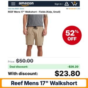 REEF Mens 17" Walkshort – 52% off
