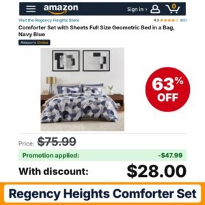 Regency Heights Comforter Set Amazon promo code BXE6UWEL – 63% off