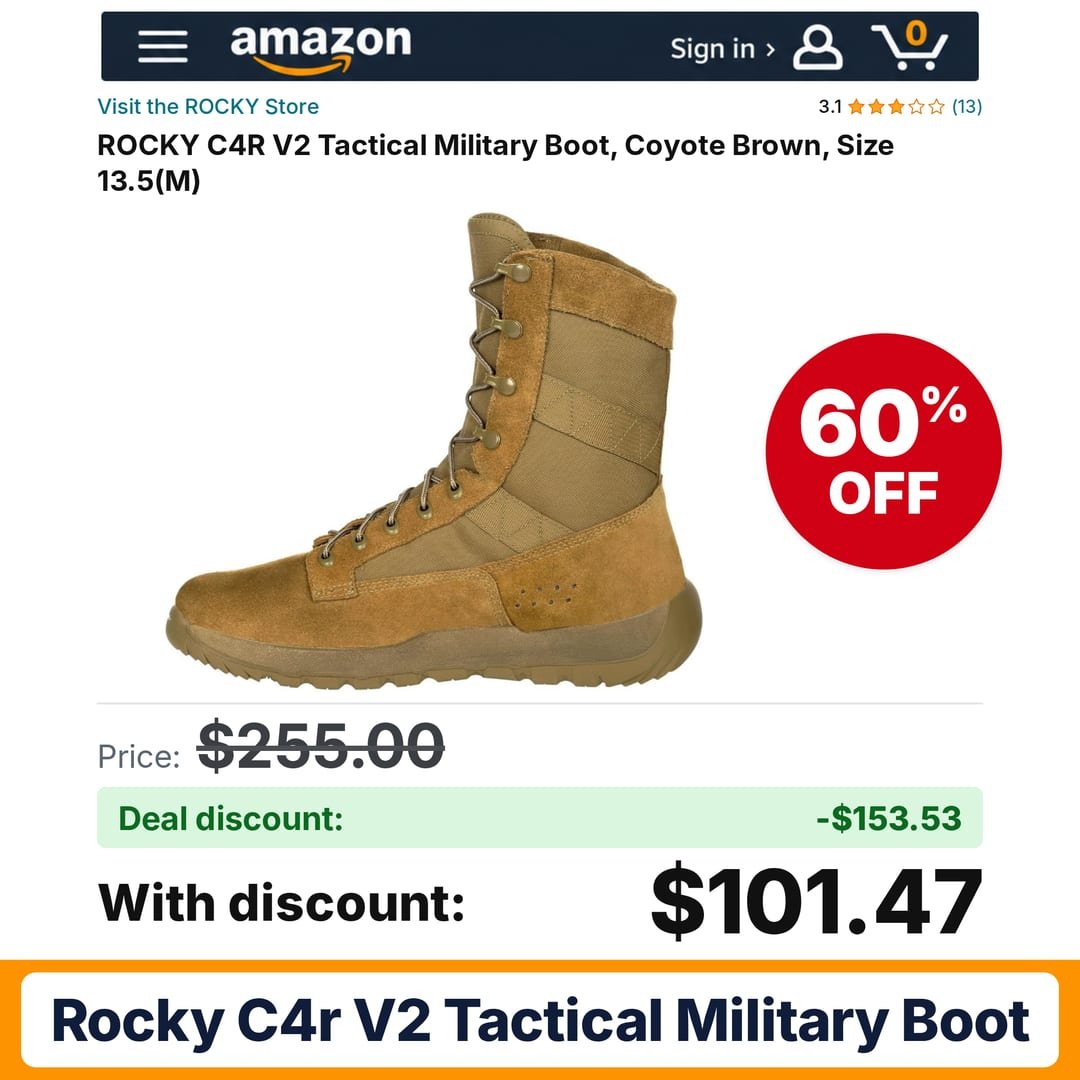 ROCKY C4R V2 Tactical Military Boot – 60% off