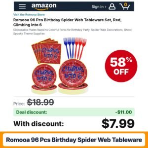 Romooa 96 Pcs Birthday Spider Web Tableware – 58% off