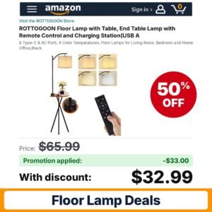ROTTOGOON Floor Lamp Amazon promo code LMBYROA6 – 50% off