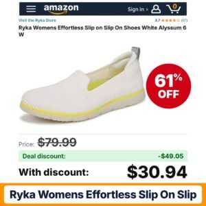 Ryka Womens Effortless Slip on Slip – 61% off