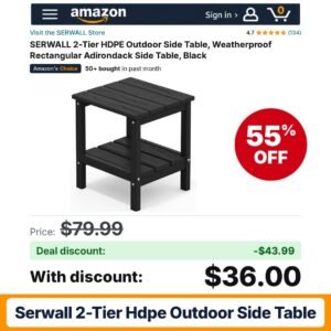 SERWALL 2-Tier HDPE Outdoor Side Table – 55% off