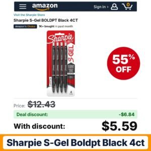 Sharpie S-Gel BOLDPT Black 4CT – 55% off