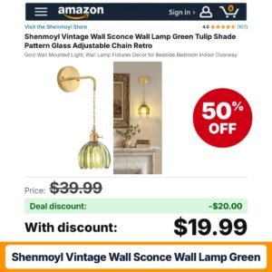 Shenmoyl Vintage Wall Sconce Wall Lamp Green – 50% off