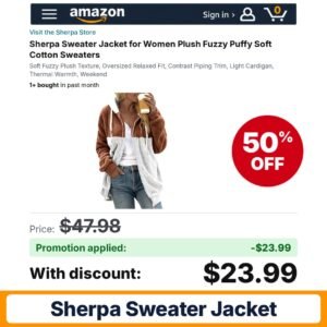 Sherpa Sweater Jacket Amazon promo code 4L8NKQRR – 50% off