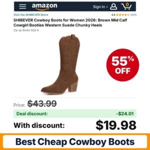 SHIBEVER Cowboy Boots – 55% off