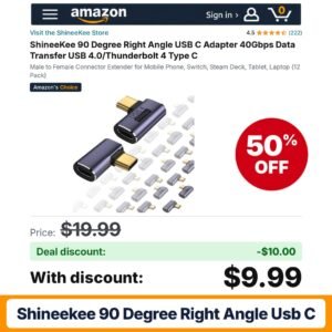 ShineeKee 90 Degree Right Angle USB C – 50% off