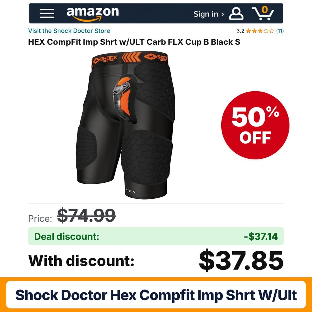Shock Doctor HEX CompFit Imp Shrt w/ULT – 50% off