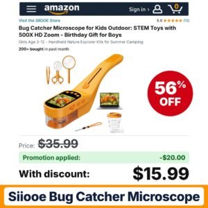 SIIOOE Bug Catcher Microscope Amazon promo code 7C2OSFZ9 – 56% off